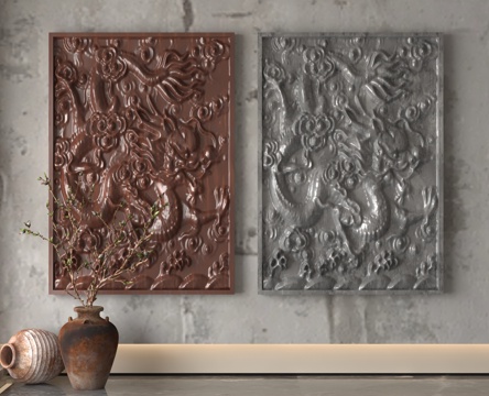  现代浮雕墙3d模型 