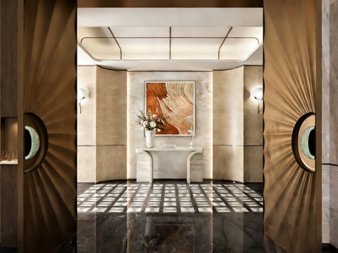  意式轻奢玄关 别墅玄关 玄关摆件 过道玄关 门厅 摆台3d模型 