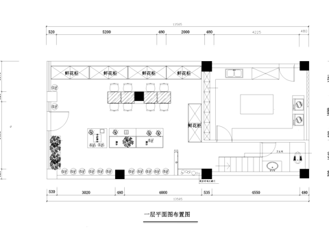 花店平面布置图CAD施工图cad施工图