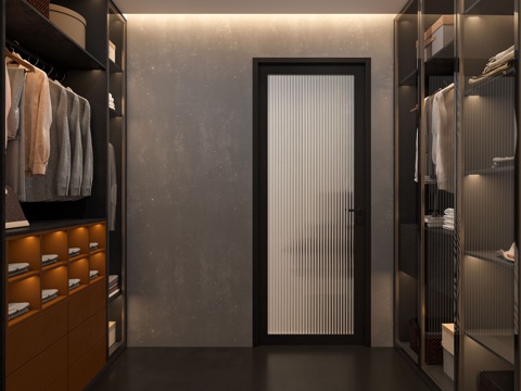  现代意式衣帽间步入式衣橱衣柜3d模型 