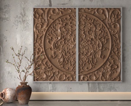  现代浮雕墙3d模型 