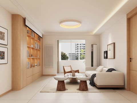  现代客厅3d模型 