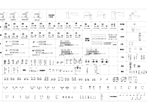 五金配件磁碰铰链滑轨合页脚轮螺丝拉手图块图库cad施工图