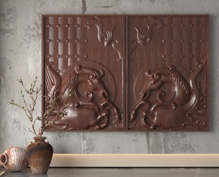  现代浮雕墙3d模型 