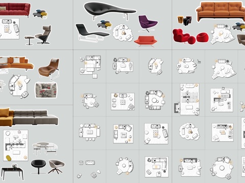 意大利B&amp;B Italia平面cad施工图cad施工图