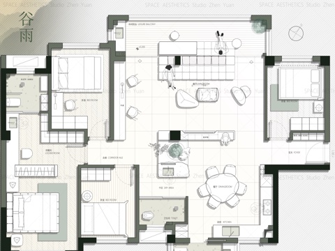 150平cad+psd文件cad施工图