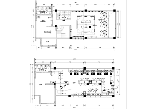 二层餐厅饭店室内工装平面图CAD施工图cad施工图
