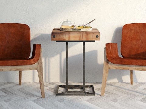  休闲椅茶几组合3d模型 