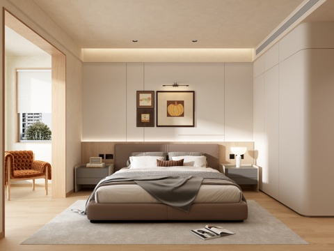  现代卧室3d模型 