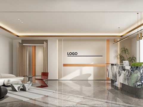  前台接待3d模型 