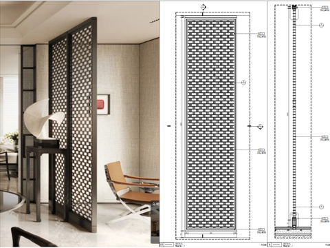 金属屏风详图、隔断屏风节点、不锈钢屏风、金属镂空屏风cad施工图