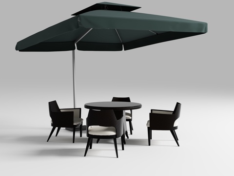  现代户外休闲椅太阳伞组合3d模型 