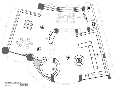 茶叶店平面方案cad施工图