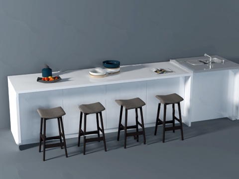  现代吧台 吧台椅模型3d模型 
