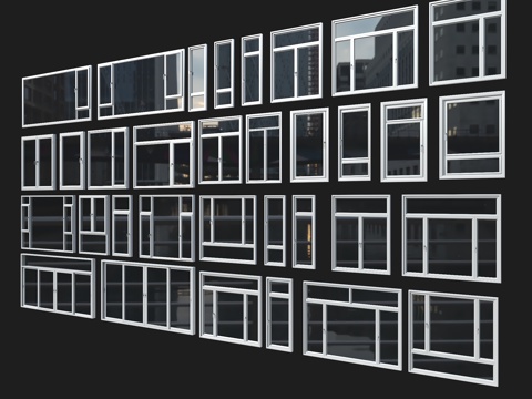  铝合金窗户 现代窗户 移窗 开窗 窗户组合 落地窗3d模型 