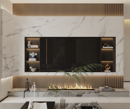  现代电视背景墙3d模型 