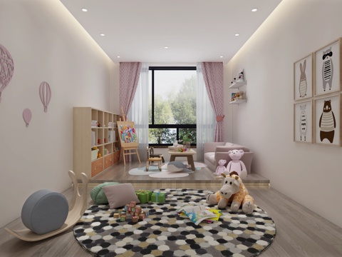  儿童房 沙发 椅子 挂画3d模型 