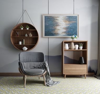  新中式沙发茶几组合3d模型 