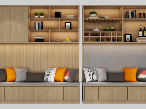  现代北欧卡座组合3d模型 