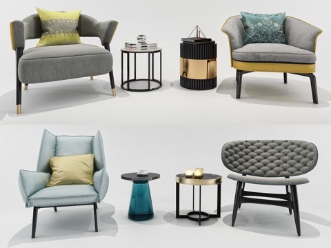  现代休闲椅 休闲柜3d模型 