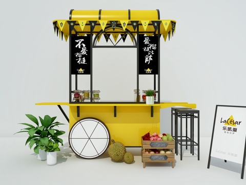  商场花车 水果组合 推车 植物3d模型 