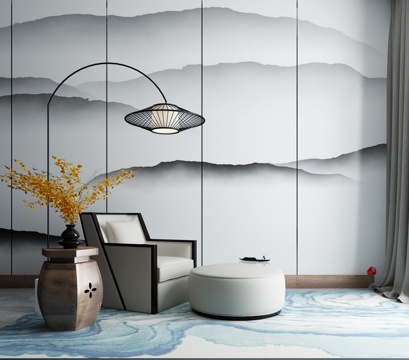  新中式茶几沙发组合3d模型 