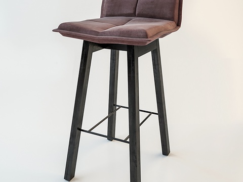  现代木饰吧椅皮椅3d模型 