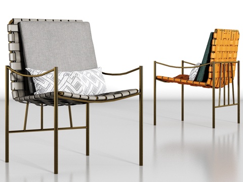  现代皮革单椅组合3d模型 