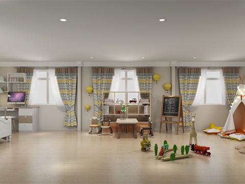  现代风格 北欧风格 儿童房3d模型 