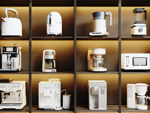 现代咖啡机 烧水壶su模型