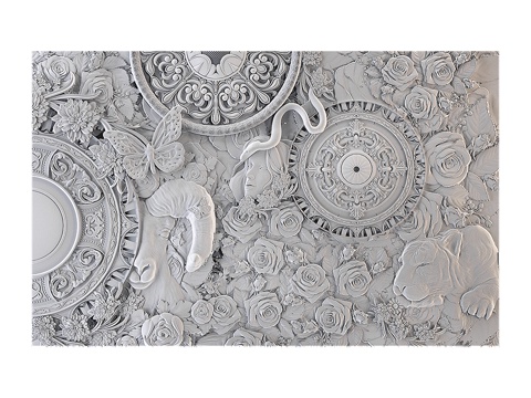  艺术墙板3d模型 