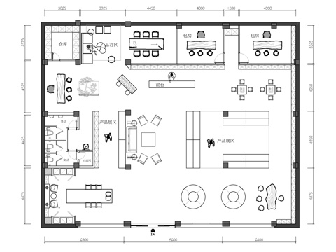 现代茶店平面方案cad施工图