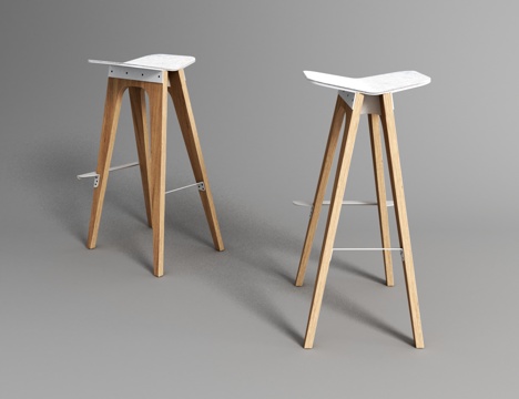  北欧简约吧台椅3d模型 