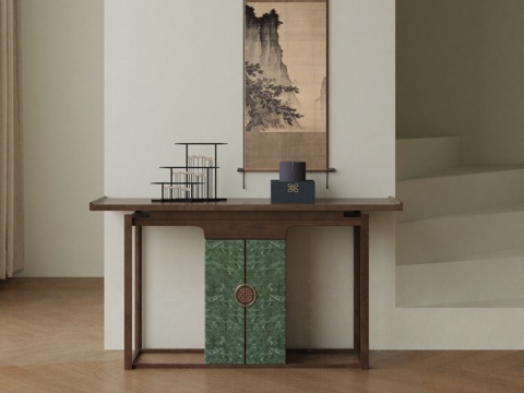  新中式中式玄关柜 中式玄关柜 新中式装饰柜 中式案几3d模型 