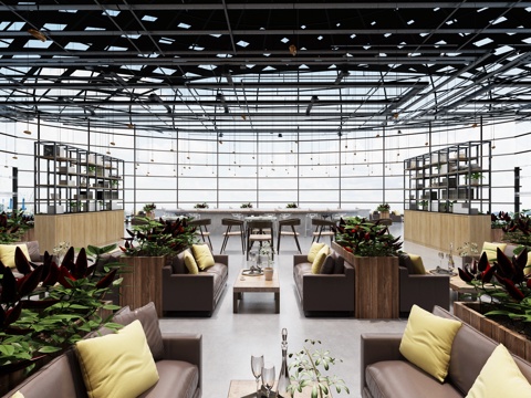  工业风咖啡店3d模型 