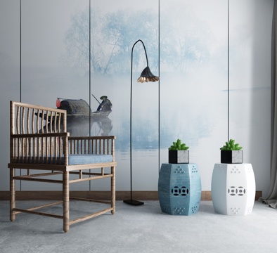  中式沙发茶几组合3d模型 