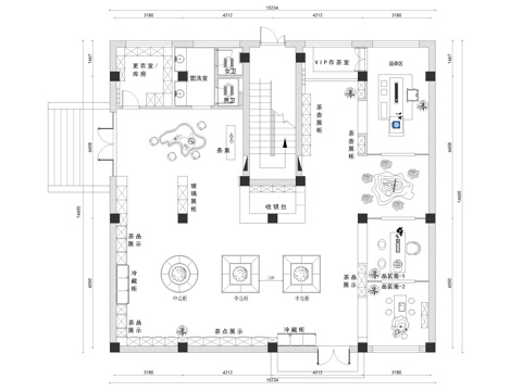 茶室茶叶展厅平面图cad施工图