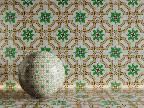  法式拼花瓷砖 厨房瓷砖 洗手间瓷砖 地砖 墙砖 花砖3d模型 