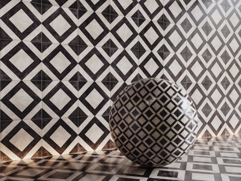 法式拼花瓷砖 厨房瓷砖 洗手间瓷砖 地砖 墙砖 花砖su模型