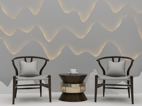  新中式椅子组合3d模型 