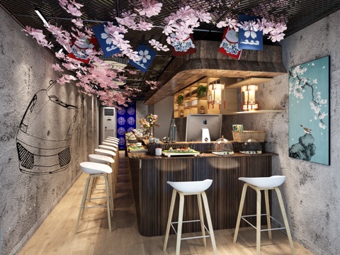  日式樱花寿司店3d模型 