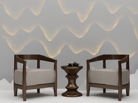  新中式椅子组合3d模型 