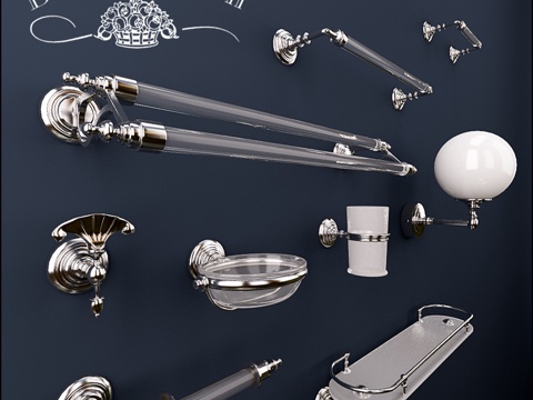  洗漱用品 洗漱用品 化妆品 毛巾 护肤品 篮子 卫浴3d模型 