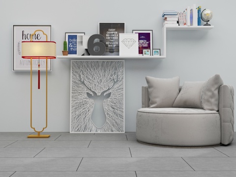  新中式茶几沙发组合3d模型 