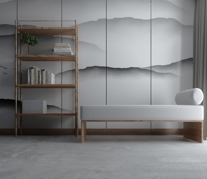  新中式书柜 卧榻3d模型 