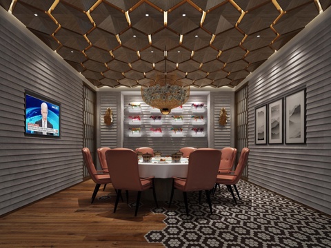  酒店包间3d模型 