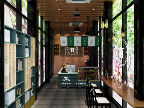  星巴克咖啡店3d模型 