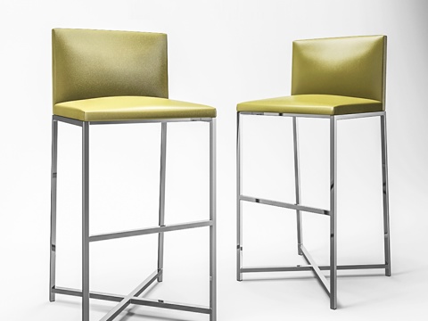  铁艺皮革吧椅3d模型 