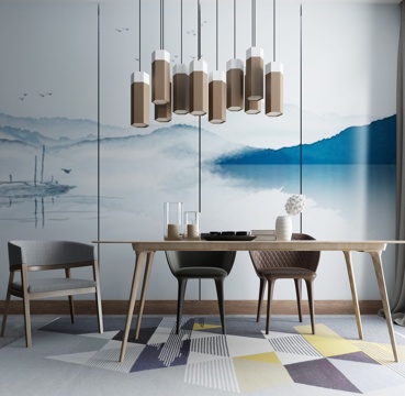  现代电视柜组合 吊灯 餐桌椅3d模型 