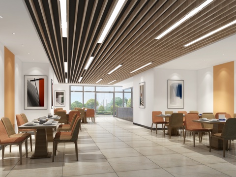  公共餐厅3d模型 